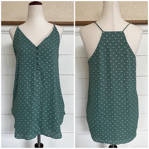 LOFT Tops - LOFT Sage Green Tulip Floral ButtonSleeveless Racerback Tank Blouse